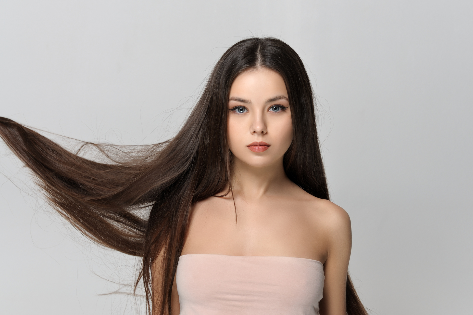 Long hair fluttering in the wind